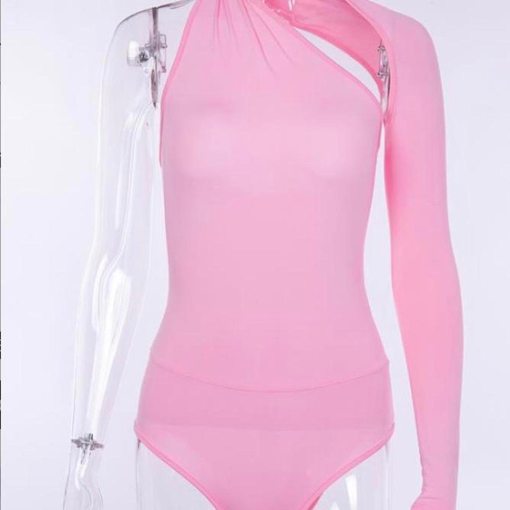 Pink Asymmetric Bodysuit
